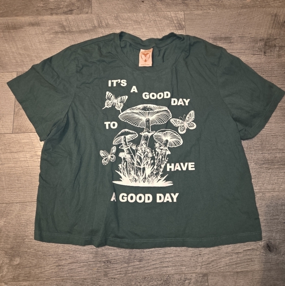 Self Esteem Green Graphic 'It's A Good Day' Cropped Tee - Picture 4 of 7